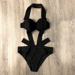 Black Cut Out One Piece Swimsuit